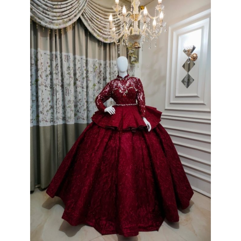 NEW GAUN BELIMBING  BEREKOR/BAJU PENGANTIN TERBARU  /GAUN PARPIKA  /BAJU PENGANTIN MODERN