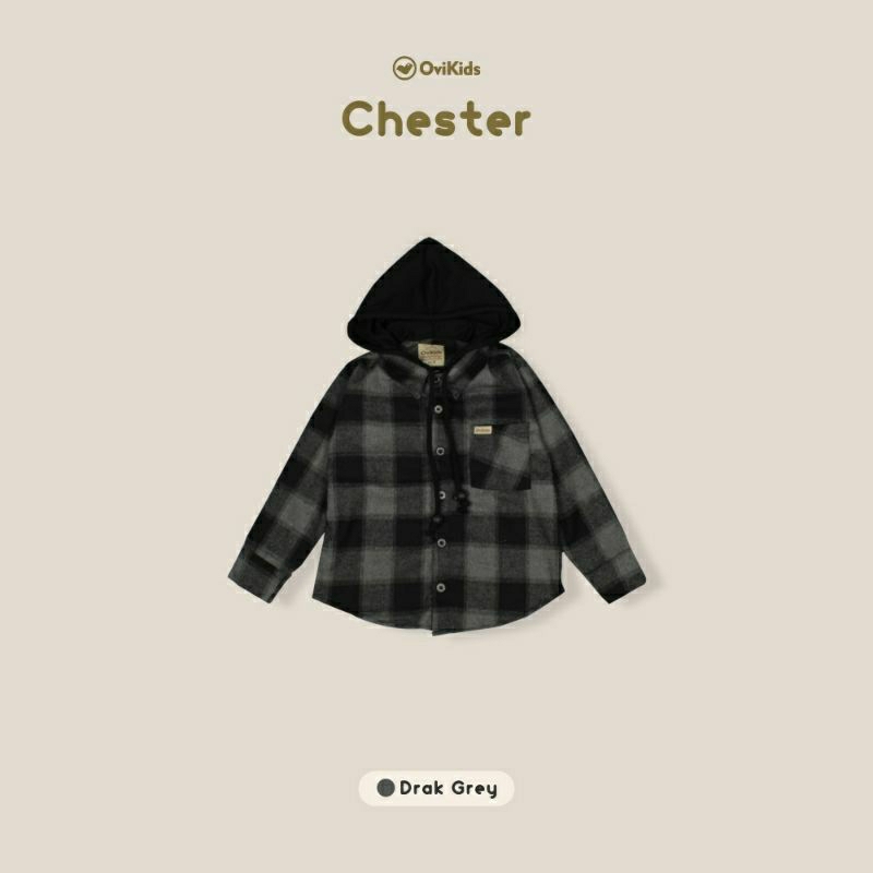 OVIKIDS CHESTER-Kemeja Flanel Hoodie Anak Laki-laki Perempuan (2-7/8 Tahun)