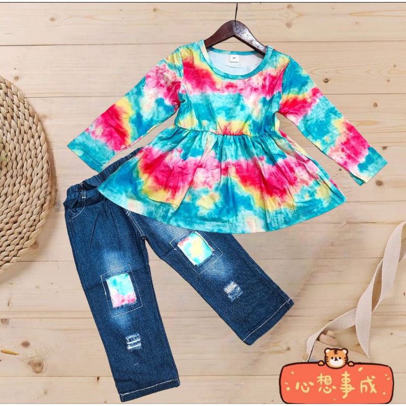 setelan tie dye (2-3,3-4,4t)