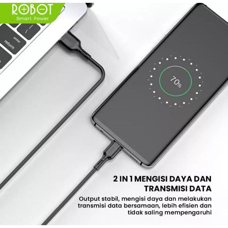 KABEL DATA ROBOT FAST CHARGING RBM 100S TIPE C DAN MICRO iPh0n ORIGINAL