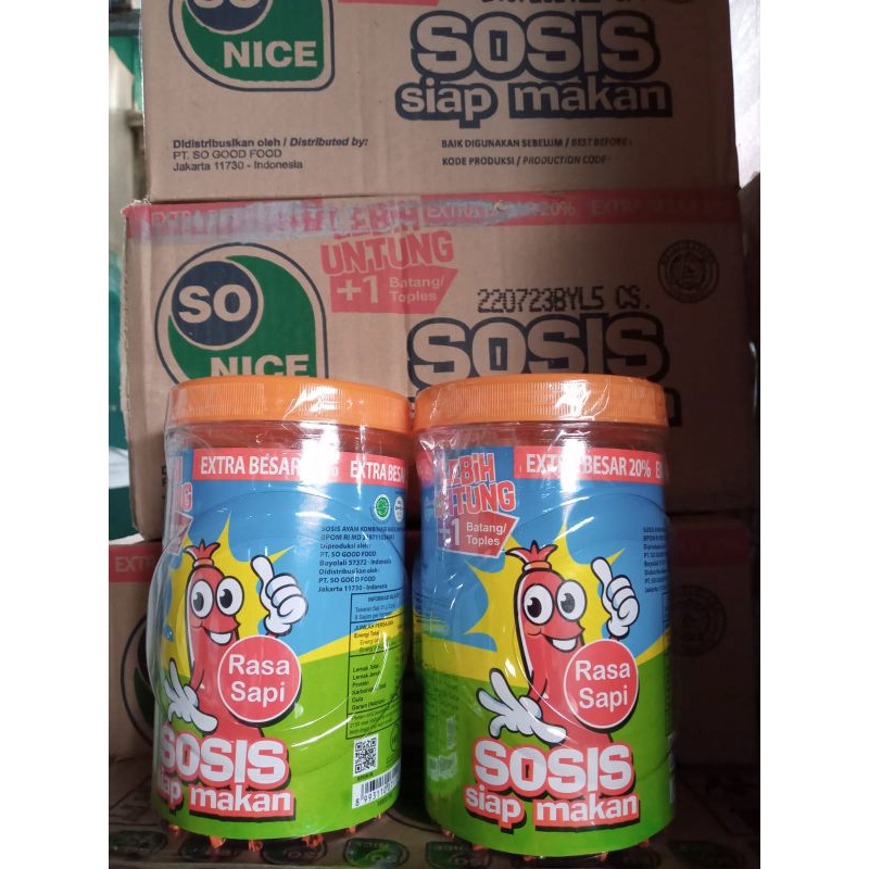 

Sosis so nice sapi/ayam toples siap makan