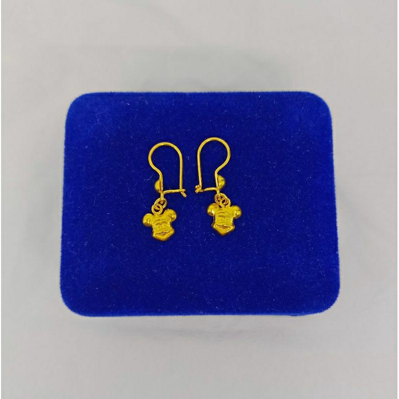anting kait anak mickey mouse polos/perak asli silver 925 lapis emas/perhiasan fashion anak terbaru