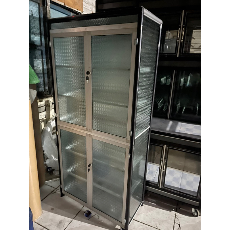 Lemari Rak Sepatu Jumbo Kaca & Aluminium