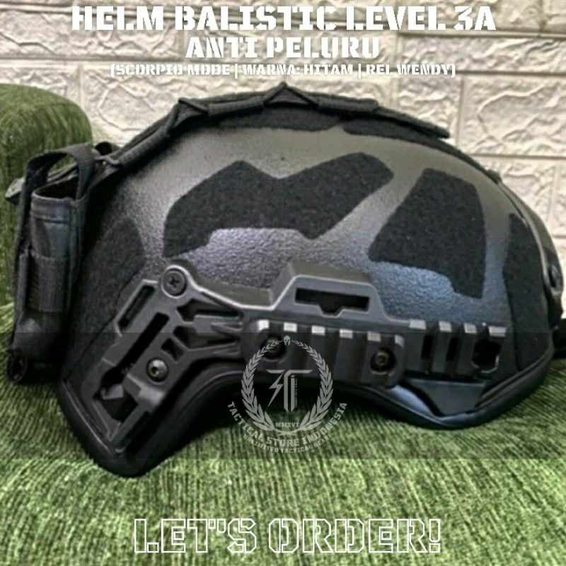 EXCLUSIVE! Helm Tactical Balistic Level 3A Anti Peluru Model Scorpio Rel Wendy