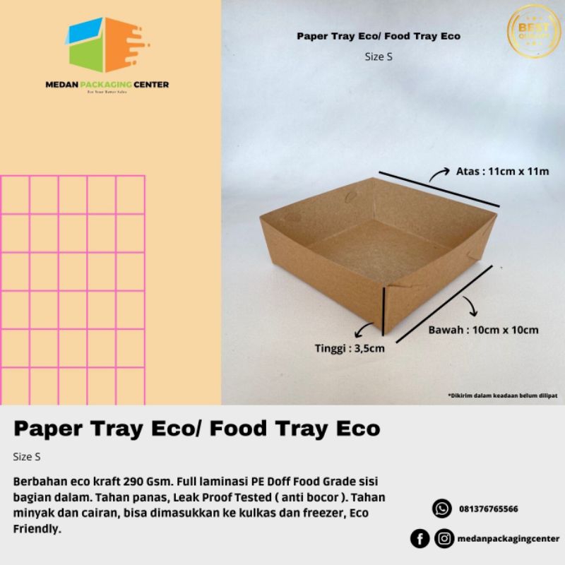 Paper Tray / food tray / piring kertas ukuran S