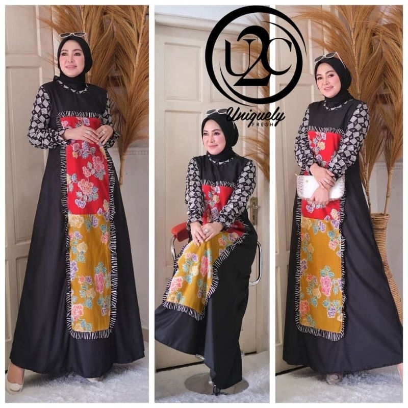 Aruna dress by U2C - Busana Muslim Gamis Batik Etnik Simple Casual cocok untuk Segala Aktivitas Alls
