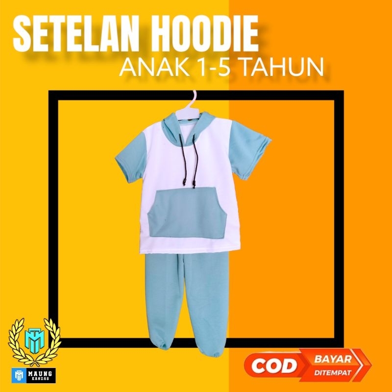 SETELAN HOODIE ANAK LAKI LAKI DAN PEREMPUAN 1-5 TAHUN SET KAOS HOODIE