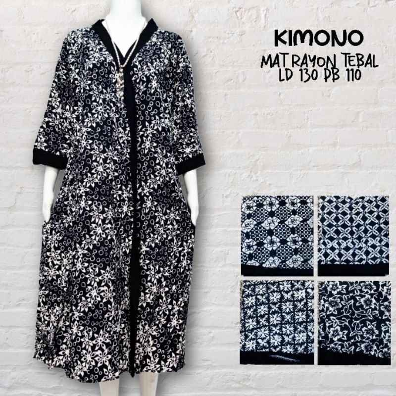 Kimono rayon halus batik cap asli soloan adem bahan tebal baju tidur santai harian rumah klasik etni