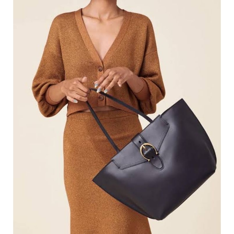 Etienne Aigner Mia tote Black tas wanita kulit asli