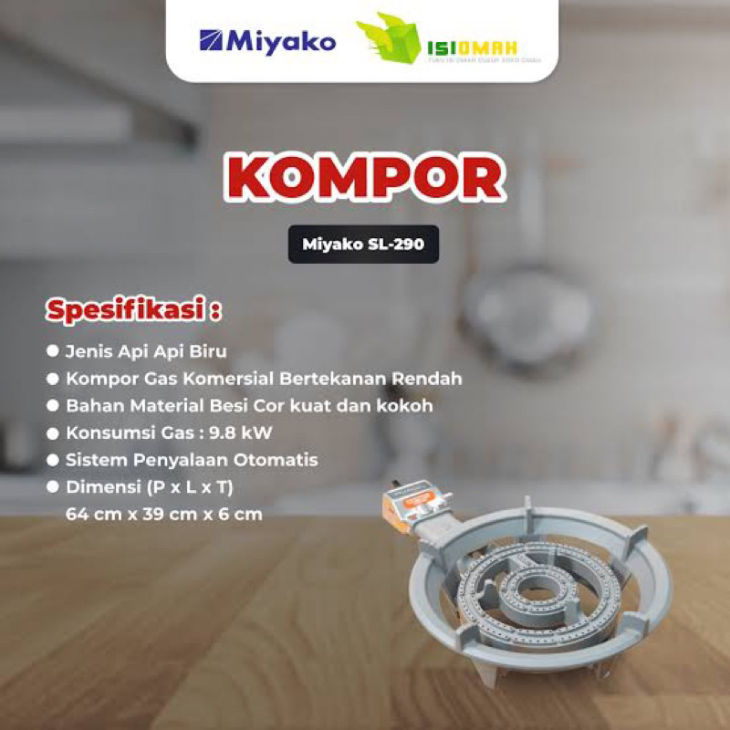 Kompor Miyako ML 288 / SL 290 Low Pressure / KOMPOR API BESAR