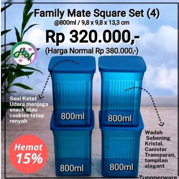 

Tuperware 4pcs Raya Family mate set toples