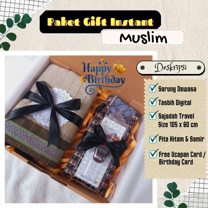 (Paket Sarung) Paket Kado Full Set Alat Sholat Giftbox Ulang Tahun Cowo Hampers Sarung Premium Sajadah Travel Peci Rajut Dewasa Tasbih Kayu 33butir Tasbih Digital Counter