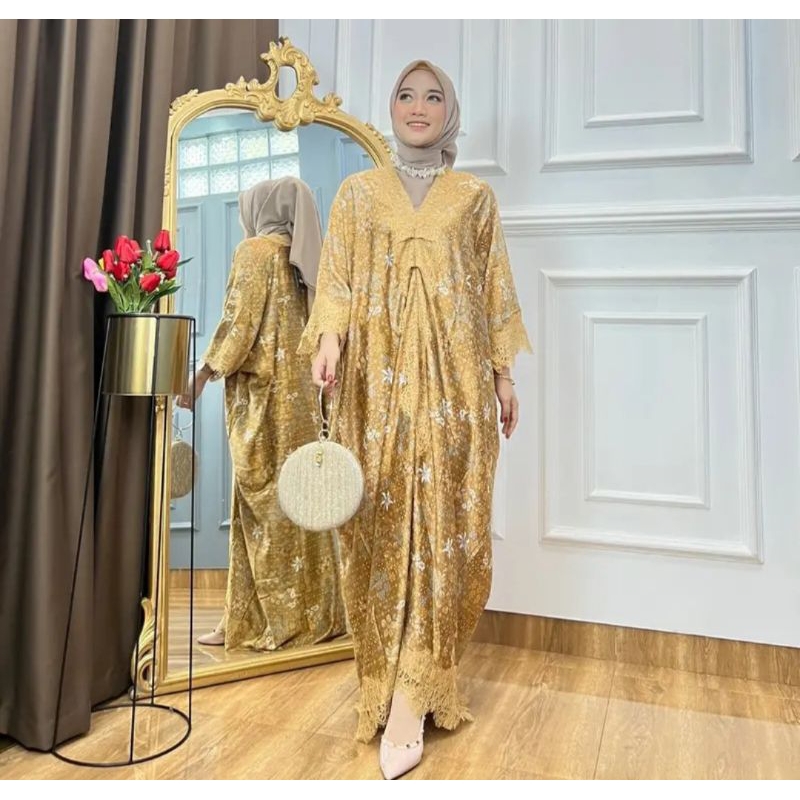 kaftan 37681 extu silk/ kaftan lebaran/kaftan payet