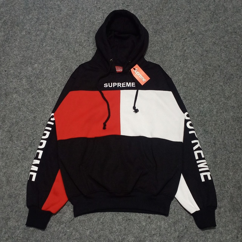 SUPREME - Hoodie Hitam Distro Katun Supreme Mark Motif Sablon Premium Full Tag - Sweater Hoodie Pria