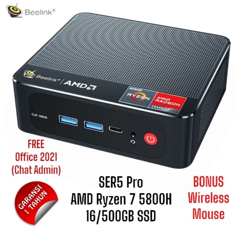 Mini PC Beelink SER5 Pro AMD Ryzen 7 5800H 16/500GB SSD 4K Windows 11