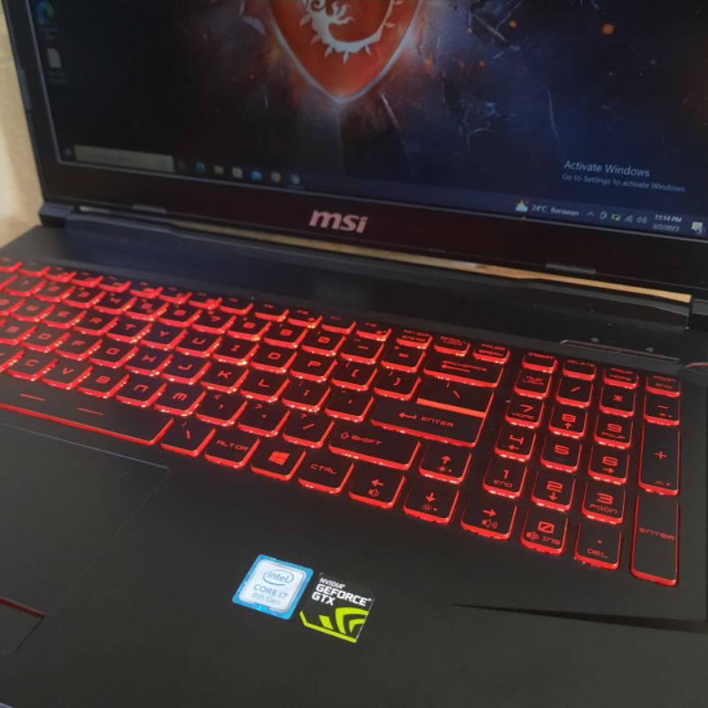 Laptop MSI GF63 8RC, Intel Core i7-8750H Ram 16Gb/SSD 256Gb+HDD 1TB Nvdia Geforce GTX 1050 Vram 4Gb