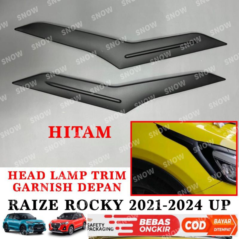 List Garnish Lampu Alis Depan Raize Rocky 2021 2023 2024 Hitam Chrome