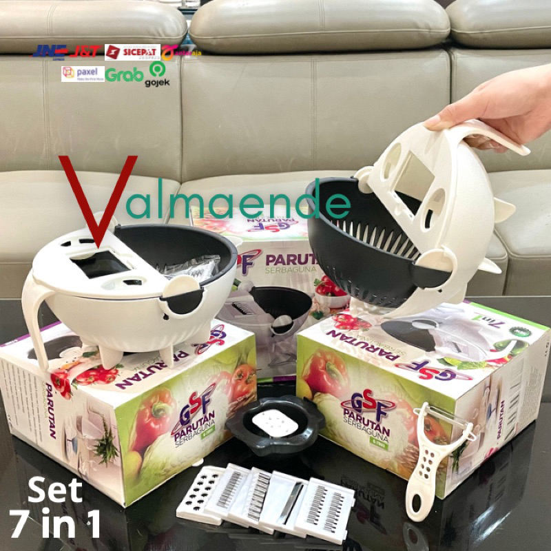 Parutan Serbaguna 7 in 1 Parutan Set GSF 7005 Alat Pemotong Sayur Buah Food Grade Chopper Multifungsi Cutter