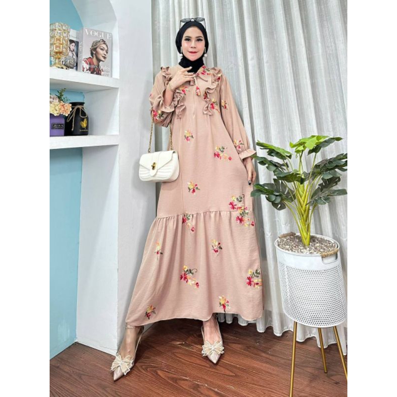 Gamis crincle pampam pompom