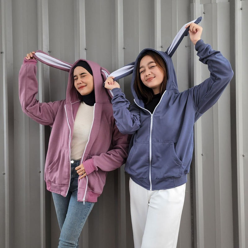 Sweater wanita ZIPER RABIT