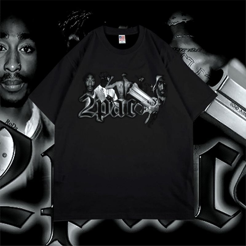 TUPAC GUN VINTAGE BOOTLEG TEE - PREMIUM KAOS 1