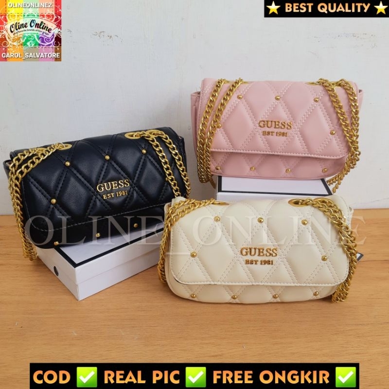 tas triana (S) mini 2023 shoulder and crossbody bag studded quilted micro small size pink black white gs cirebon ready stock indramayu majalengka kuningan losari ciledug tegal brebes sindang laut instan