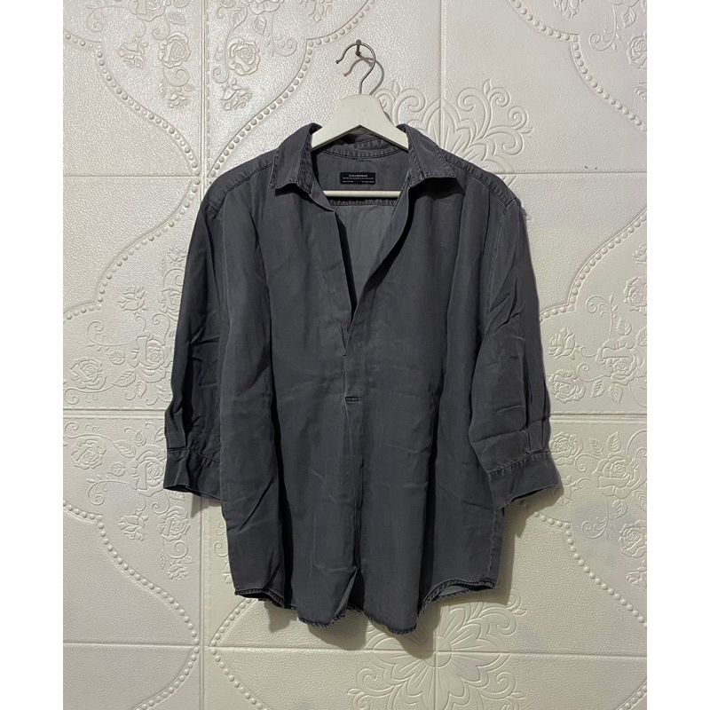 blouse zara katun denim