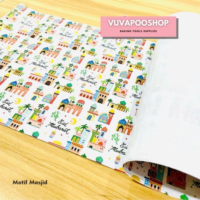 Wrap Paper Idul Fitri / Wrapping Paper / Pembungkus Makanan Motif Lebaran