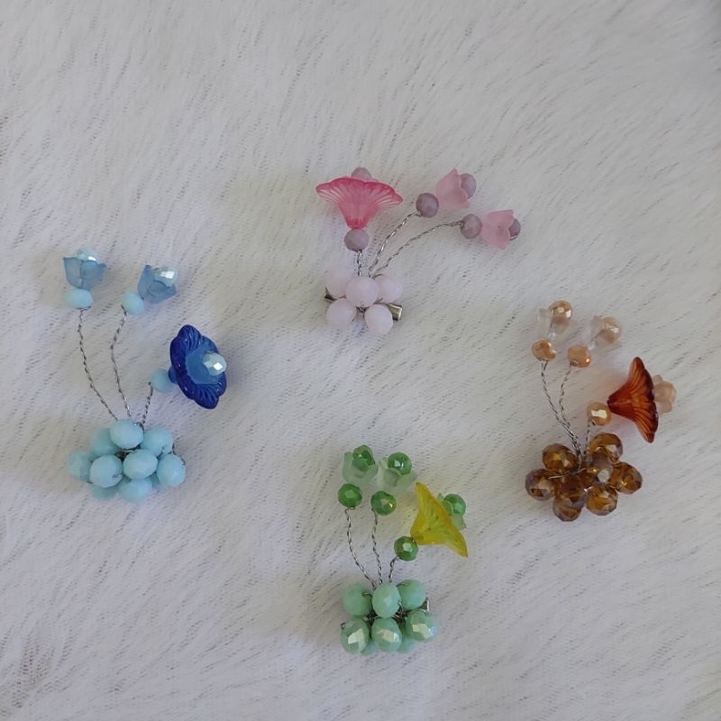 Bros bunga Zaara | Bros bunga unik | bros biru | bros bunga akrilik