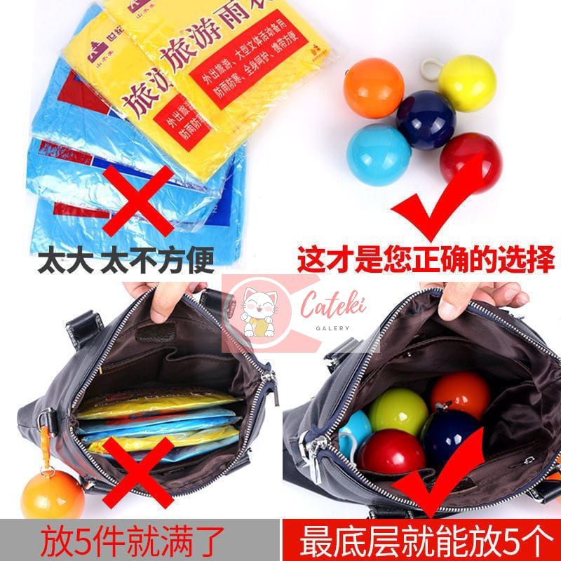 [CTK] MURAH Jas Hujan Bola Portable Raincoat Plastik Bisa di Gantung/ Jas Hujan Poncho / Emergency Portable Raincoat / Jas Hujan Bola Plastik DISKON