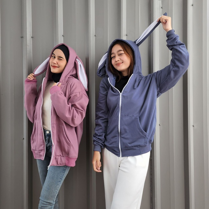 Sweater wanita ZIPER RABIT