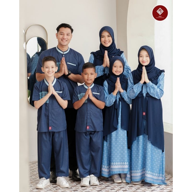 BAJU SARIMBIT FAMILY KOKO RAMA SET CELANA GAMIS KHALIFA SET KERUDUNG SYARIBY ANV