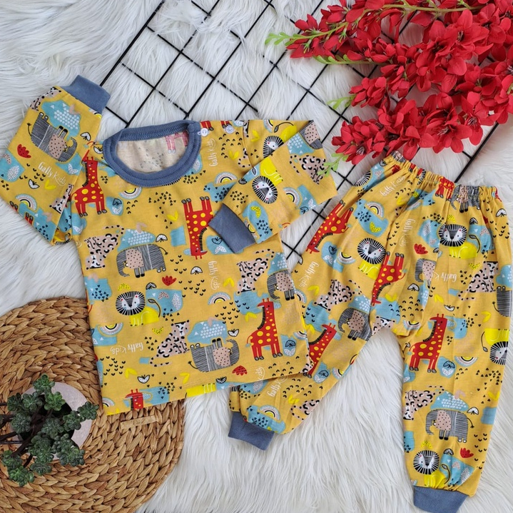 stelan baju bayi laki laki perempuan lucu murah motif GAFFY LAND PANJANG celana pampers 3-18 bulan