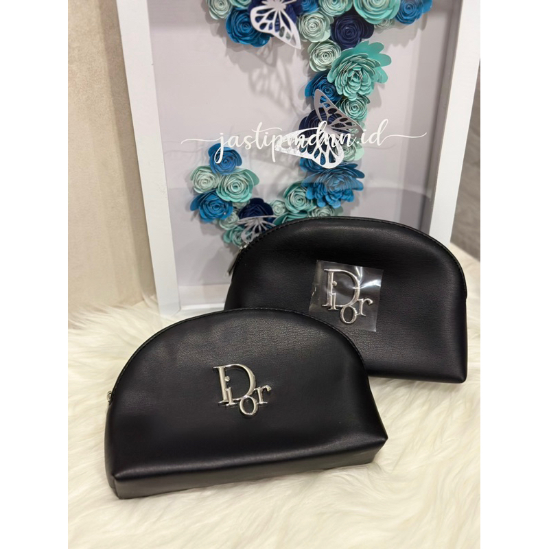 Dior Makeup Pouch leather black “ DIOR “
