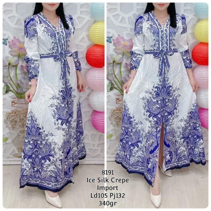 Dress 8191 bahan ice silk crepe imp ld105 pj132