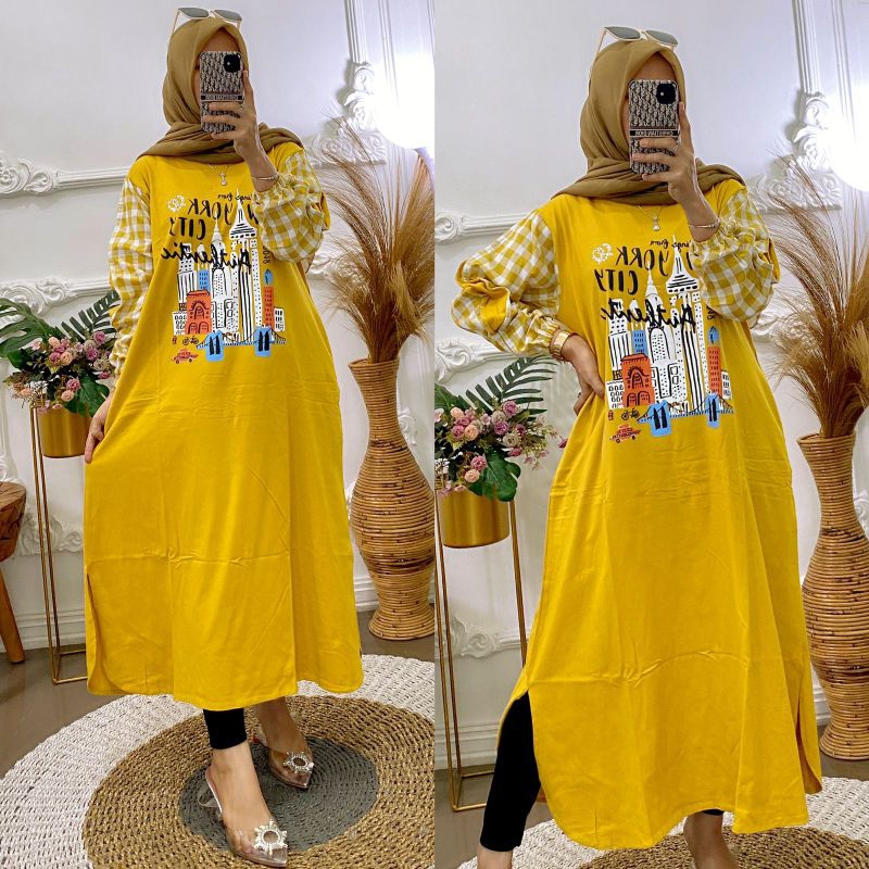 gamis Midi dress zolaqu Bahan kaos combad