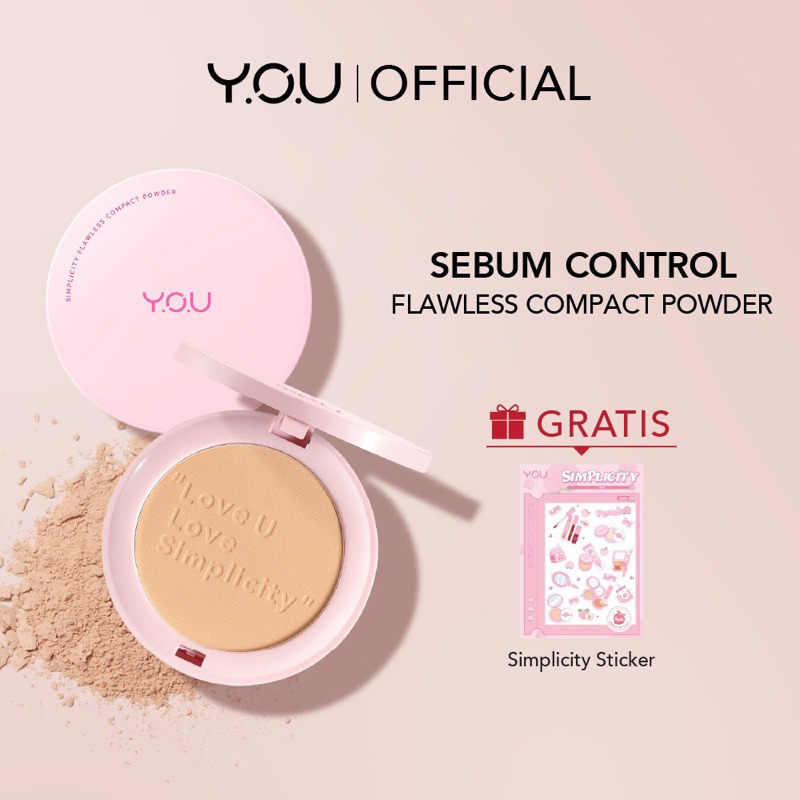 Y.O.U Simplicity Flawless Compact Powder | Bedak Padat | Natural Makeup Tahan Lama | Sebum Control |