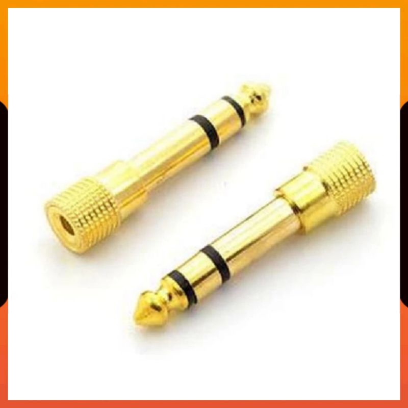 (COD) CONNECTOR KONEKTOR AUDIO 6.5 MALE TO 3.5 FEMALE GOLD PLATED / GENDER AUDIO