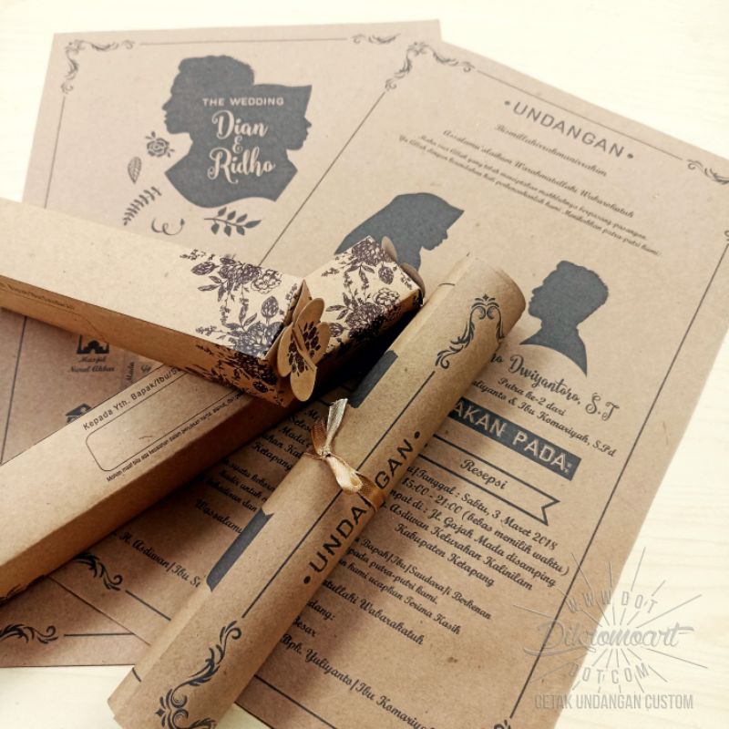 Undangan gulung box / kemas box / undangan unik
