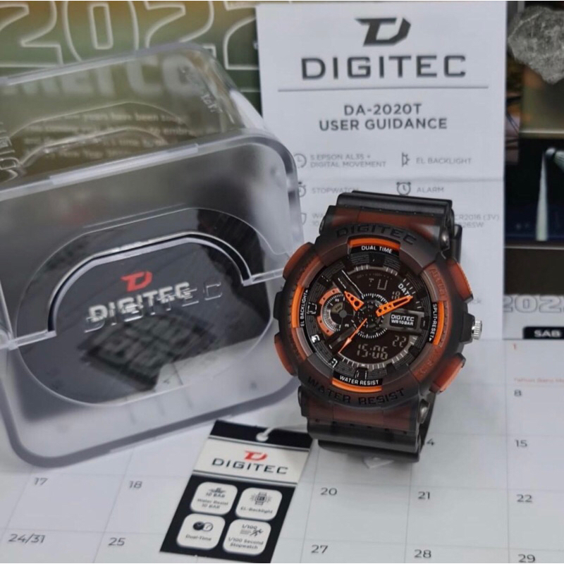 jam tangan digitec double time DA2020T water resistain