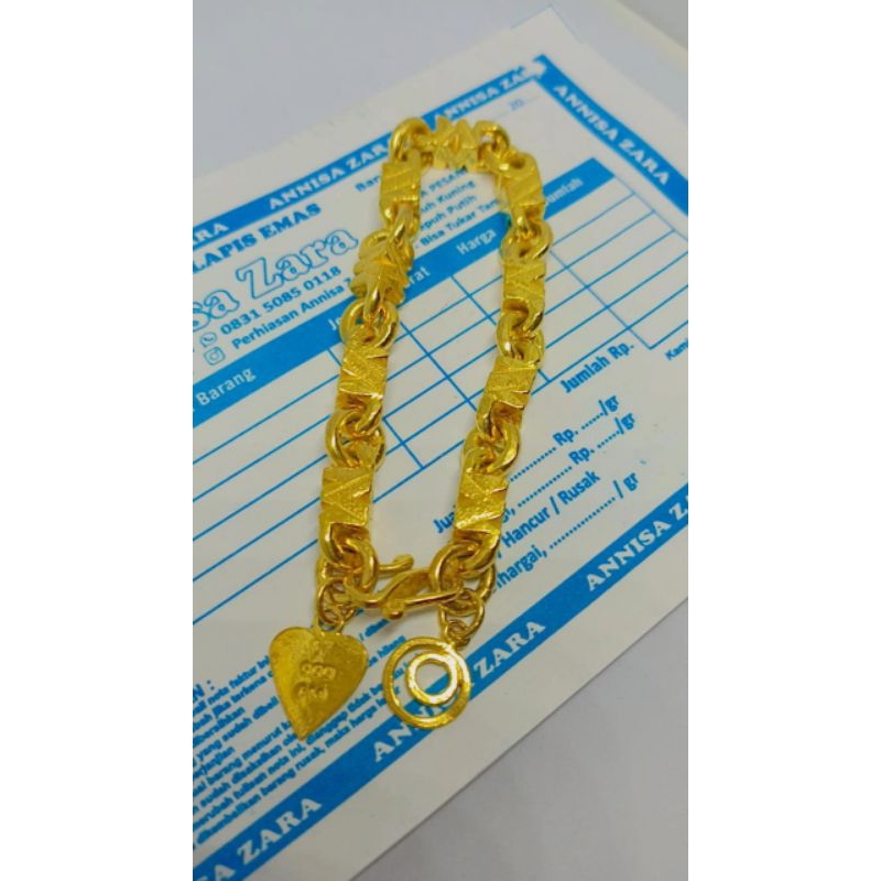 Gelang Balok Pasir  Belitung Lapis Emas999