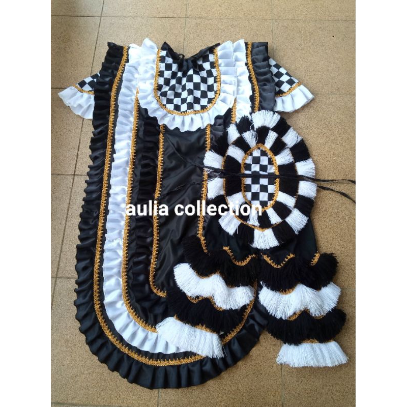 celana+selimut barongan ukuran anak tk-kls 1 SD warna hitam putih