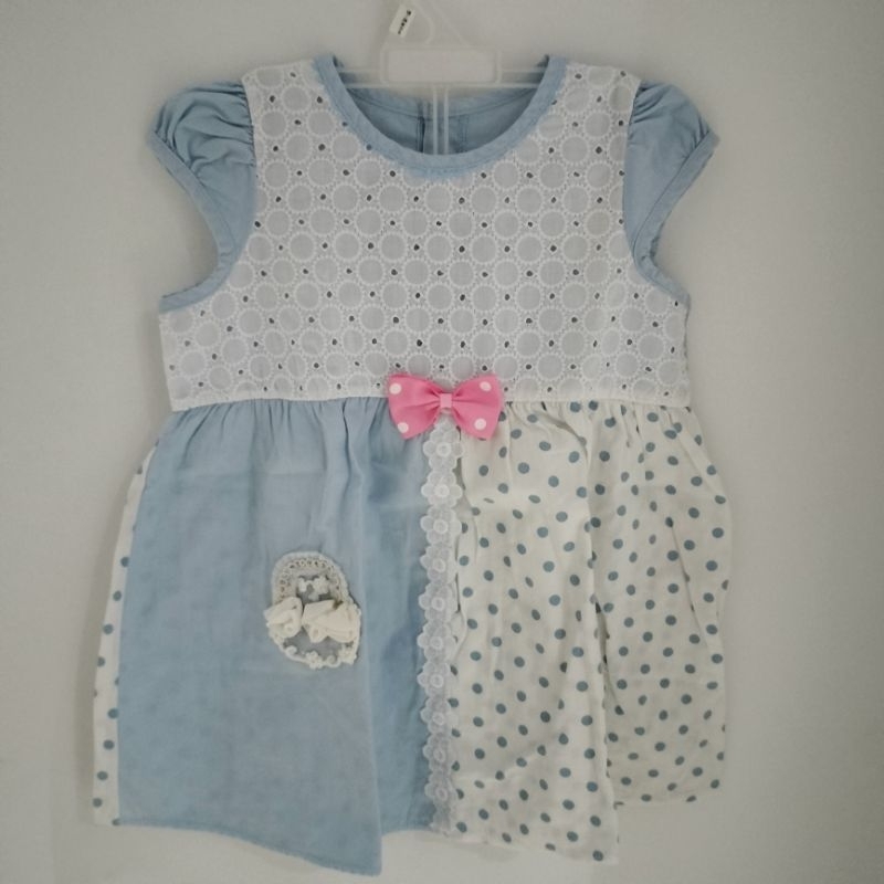 Preloved Polkadot Dress baby blue anak perempuan