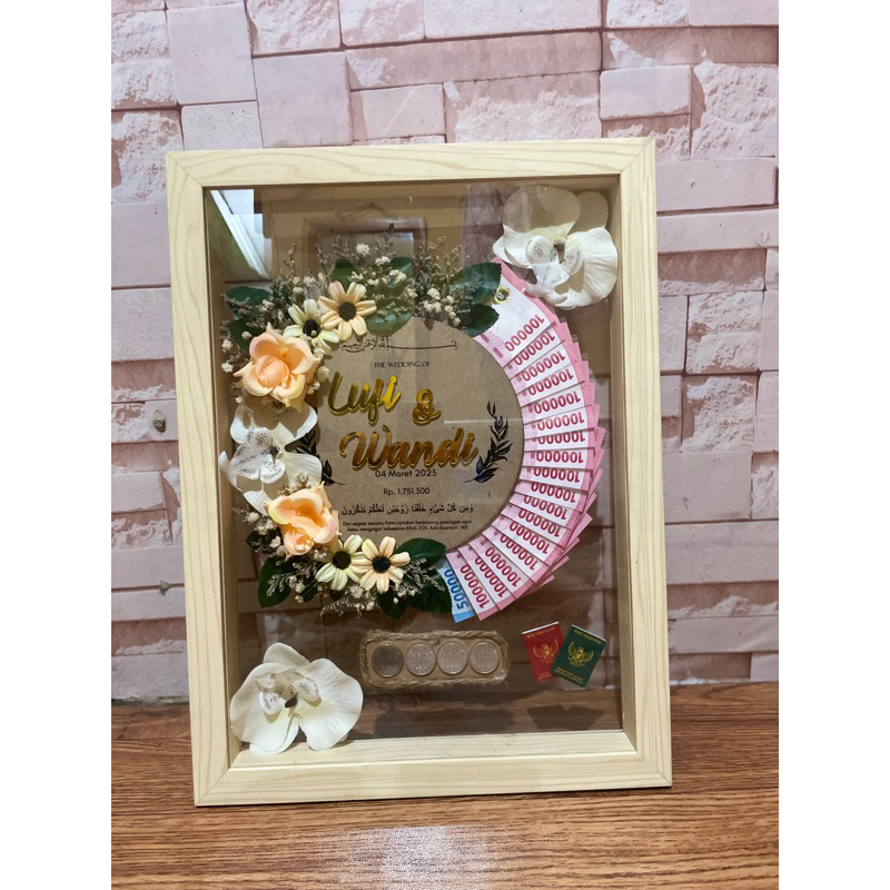 Dekorasi mahar, bingkai mahar, mahar uang, mahar murah, bingkai a3, bingkai 3d