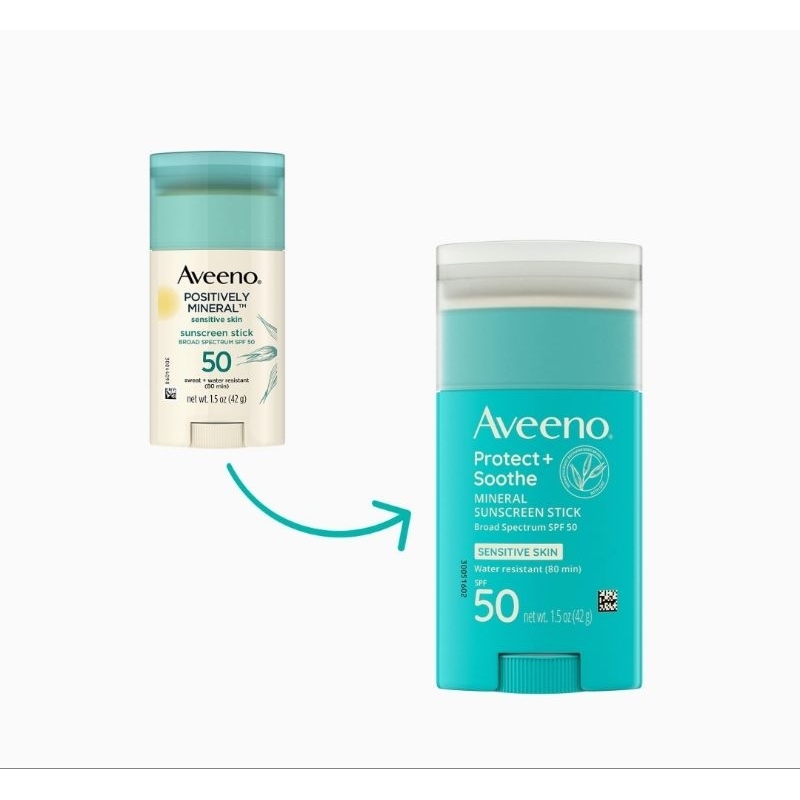 Aveeno Positively Mineral SPF 50 Sunscreen Stick for Sensitive Skin 42 Gr