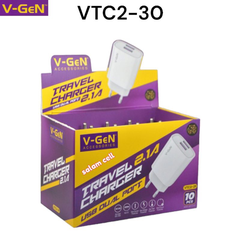 kepala Charger Vgen VTC2-30 1Kotak isi 10pcs Original Vgen Vtc2 30 Garansi Resmi