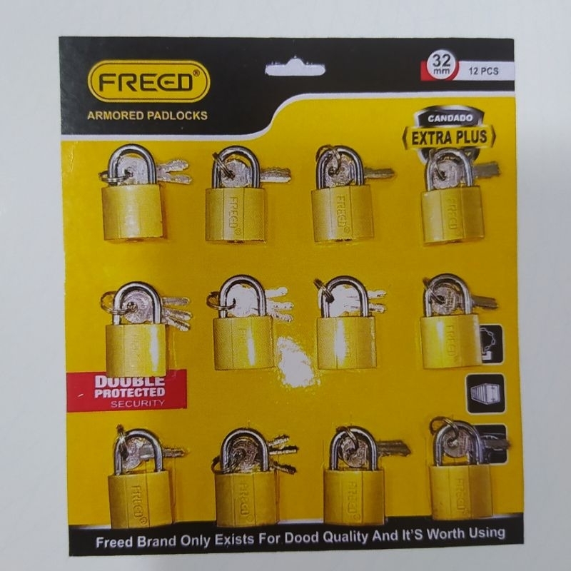 Gembok Freed Kuning 12pcs Ukuran 32mm Asli Original