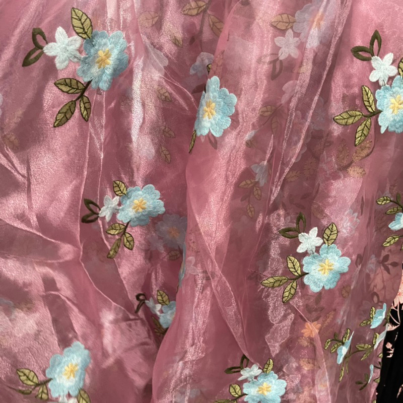 Kain Organza Kembang bordir - Kain Organza bordir - organza - kain organza kembang