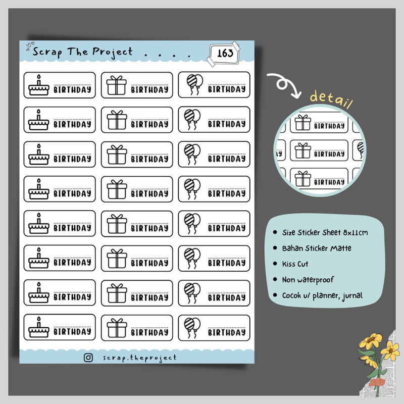 

STICKER PLANNER JOURNAL / STICKER HAPPY BIRTHDAY / STP - 163