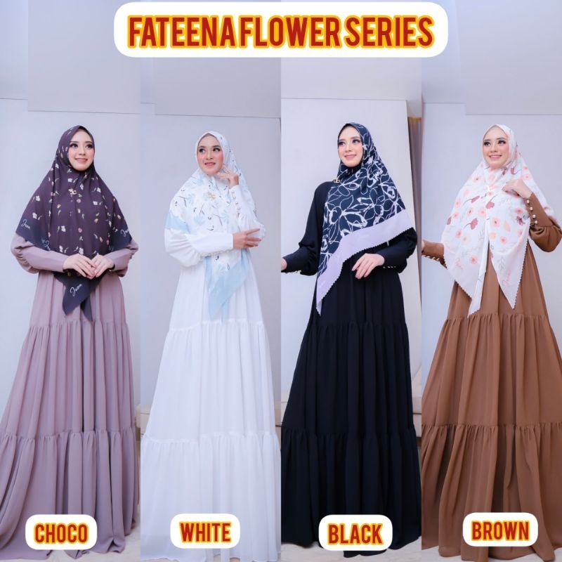 FATEENA FLOWER SERIES SET KHIMAR SCARF GAMIS DAILY DRESS SYARI BY JOZA CLOTHING
